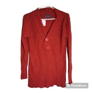 DIGITAL CLOTHES WOMENS RED MEDIUM BUTTON DOWN SWEATET CARDIGAN